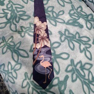 Tango Flamingo Vintage 1980s Miami Vice Silk Necktie